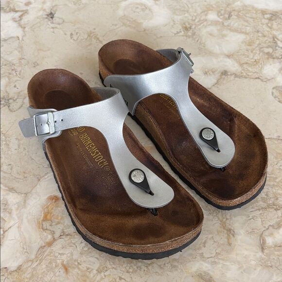 Birkenstock Gizeh Birko-Flor Sandals - Silver - Picture 4 of 14